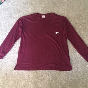 Burgundy long sleeve PINK t-shirt, only worn once
